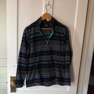 Eddie Bauer Black and Blue Patterned 1/4 Zip